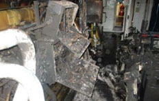 Bilde fra brann i maskinrommet
